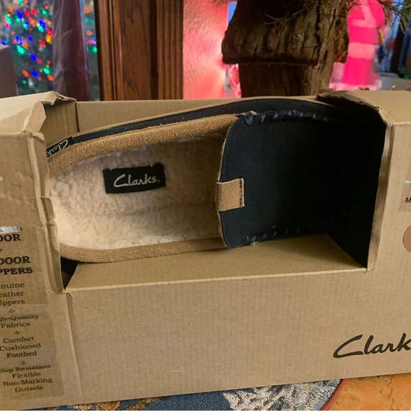 Clarks Men Suede Leather Moccasins Slippers Fux Fur Cushion NEW 8 main image 4